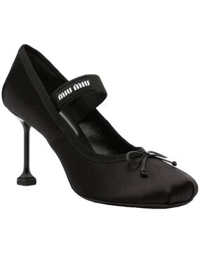 Miu Miu Black Silk Mary-Jane Bow Heels